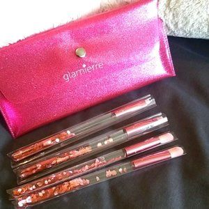 Glamierre Pink Luxe Glitter Eye Brush Collection with Pink Glitter Case